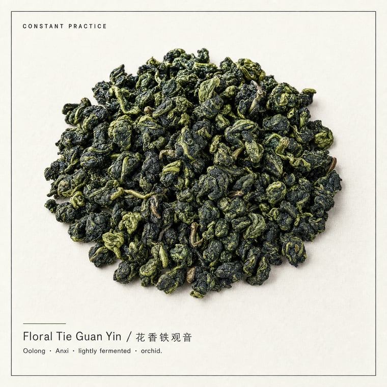 The design — Floral Tie Guan Yin